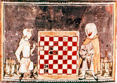 Schackspel mellan en korsfarare och en saracen, 1200-talet av Unbekannt