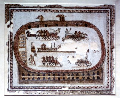 Spel, romersk mosaik från Kartago, 200-talet e.Kr av Unbekannt