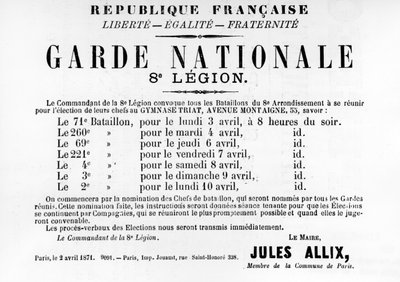 Garde Nationale 8:e legionen, från franska politiska affischer från Pariskommunen, maj 1871 av Unbekannt