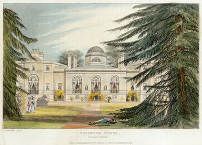Trädgårdsfronten till Chiswick House, Hounslow, London, 1823 av Unbekannt