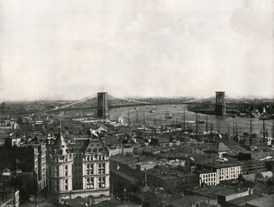 Allmän vy som visar Brooklyn Bridge, New York, USA, 1895. av Unbekannt