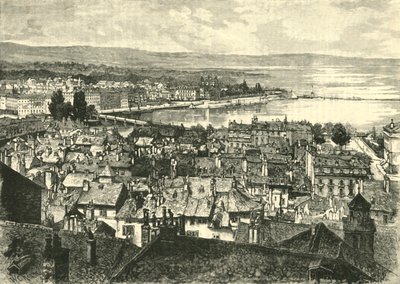 Genève, blickar mot sjön, 1890. av Unbekannt