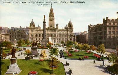 George Square, Cenotaph, and Municipal Buildings, Glasgow, sent 1800-tidigt 1900-tal. av Unbekannt