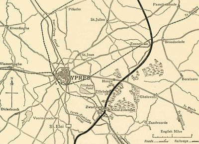 Tyska ställningar nära Ypres, Flandern, första världskriget, 1915, c1920. av Unbekannt