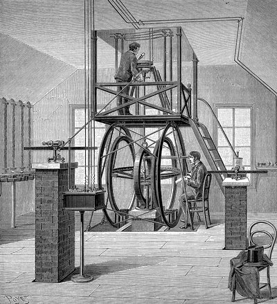 Jättegalvanometer i fysiklaboratoriet, Cornell University, New York, USA, 1886 av Unbekannt