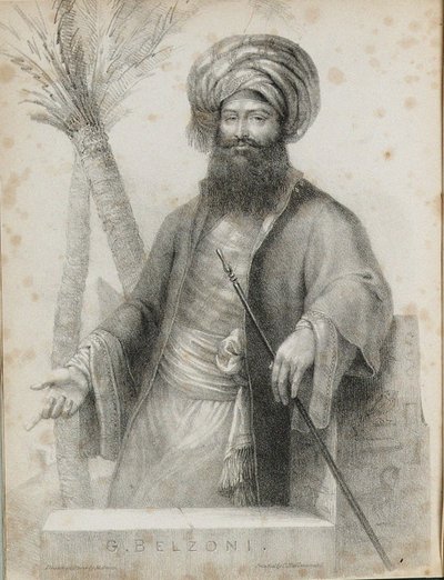 Giovanni Battista Belzoni 1778-1823 Frontispice från Narrative of the Operations and Recent Disco av Unbekannt