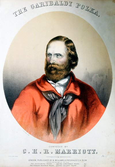 Giuseppe Garibaldi, italiensk patriot, c1864 av Unbekannt