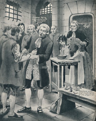 Giving Prisoners the Smallpox in Gaol, sent 1700-tal, c1934 av Unbekannt