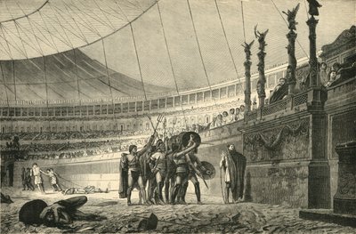 Gladiatorer som hälsar kejsaren innan de gick med i strid, 1890. av Unbekannt