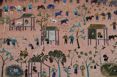 Glasmosaiker i Wat Xieng Thong, Luang Prabang, Laos, 1950-talet av Unbekannt