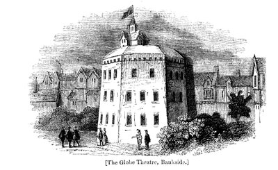 Globe Theatre, Bankside, Southwark, London, som den såg ut c1598 av Unbekannt