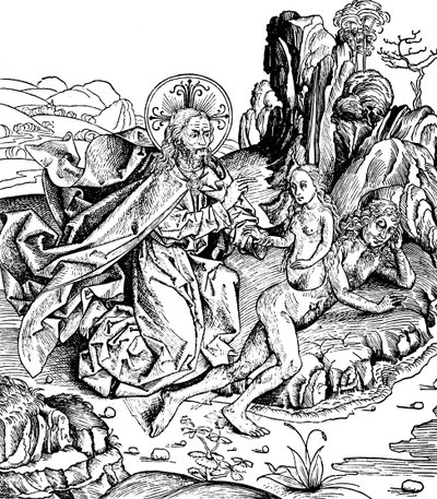 Gud skapade Eva från Adams revben, 1493 av Unbekannt