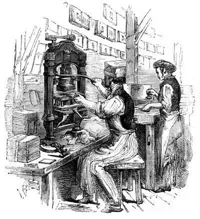 Guldblockerande press, 1886 av Unbekannt
