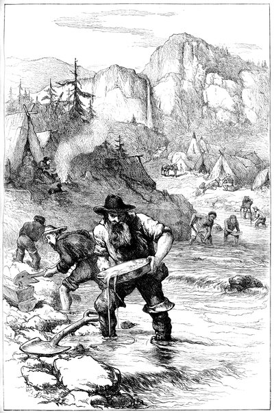 Guldtvätt i Kalifornien, c1840-talet c1880 av Unbekannt