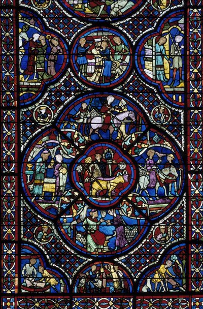 Gotisk konst: underbarnets liv. Målat glas från ambulatoriet i Cathedrale Saint Etienne de Bourges (Loir et Cher) av Unbekannt