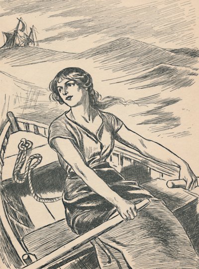 Grace Darling ror ut till vraket, c1907 av Unbekannt