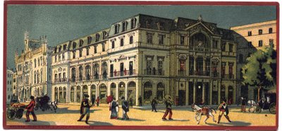 Grand hotels: exteriör vy av Avenida Palace i Lissabon, Portugal - Karta över en serie som presenterar hotellen i "Compagnie Internationale des Grands Hotels", sent 1800- och början av 1900-talet av Unbekannt