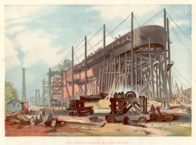 Great Eastern på bestånden vid Millwall på Themsen, 1857 av Unbekannt
