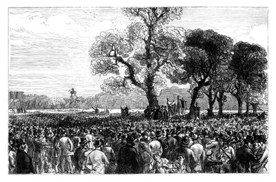 Stor demonstration vid Reformers Tree i Hyde Park, London, mitten av 1800-talet av Unbekannt