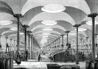 Stor sal i Mrs Marshalls linkvarn, Leeds, c1880 av Unbekannt