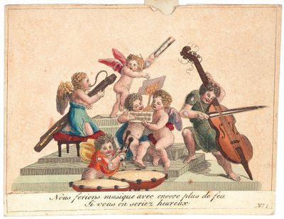 Gratulationskort En änglaorkester, efter 1815. av Unbekannt
