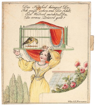 Gratulationskort. Ditt lilla huvud hänger, jag vet vad som är fel på dig..., efter 1815. av Unbekannt