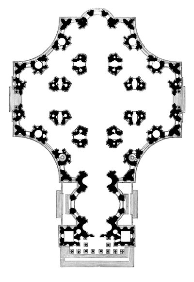 Grundritning av St Pauls Cathedral, London, andra design, 1600-talet 1882 av Unbekannt