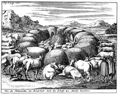 Vaktar får och boskap på natten, Sydafrika, 1700-talet 1931 av Unbekannt