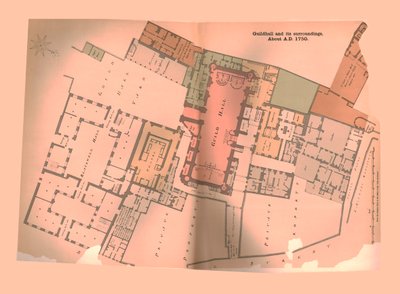 Guild Hall City of London Plan, c1750, 1886 av Unbekannt
