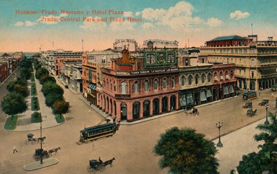 Havanna: Prado, Neptuno och Hotel Plaza. Prado, Central Park och Plaza Hotel, c1910 av Unbekannt