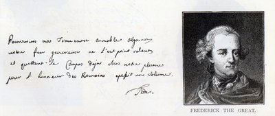 Handskrift och signatur av Fredrik den store, kung av Preussen (penna och bläck på papper) av Unbekannt