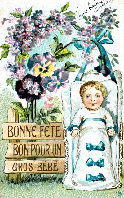 Grattis på födelsedagen, stor bebis, stor bebis, franskt vykort, c1900 av Unbekannt