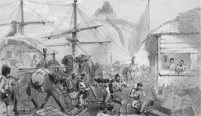 Hamnen i Balaklava. Landningsplatsen, c1850-talet. av Unbekannt