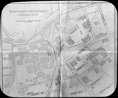 Harvard University campuskarta, Cambridge, Massachusetts, USA, sent 1800- eller tidigt 1900-tal av Unbekannt