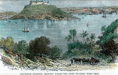 Havannah Harbour, som visar var de femtio inkräktarna sköts, Kuba, c1880 av Unbekannt