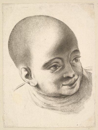 Head of a Child, från Livre de Têtes Gravées dapres F. Boucher et Autres Book of..., 1700-talet. av Unbekannt