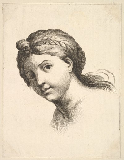 Head of a Woman, från Livre de Têtes Gravées efter F. Boucher and Others Book of..., 1700-talet. av Unbekannt