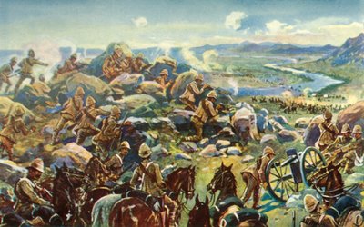 På väg från Cronje - General French Blocking the Way at Koodoosrand Drift, 1901. av Unbekannt