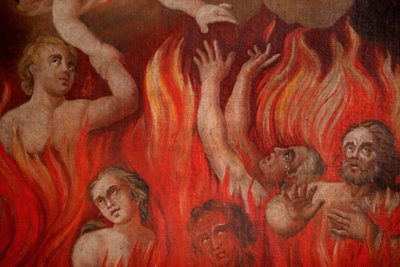 Helvetesmålning i Saint-Nicolas de Veroce-kyrkan, Saint-Nicolas de Veroce, Frankrike av Unbekannt