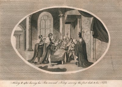 Henrik II, efter att ha krönt sin son till kung, serverade den första rätten till hans bord, 1170 1793 av Unbekannt