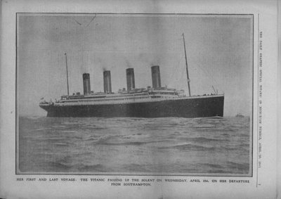Hennes första och sista resa: Titanic Passing up the Solent onsdagen den 10 april..., 1912. av Unbekannt