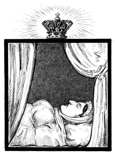 Hennes Majestät Drottning Caroline när hon dök upp några timmar efter sin bortgång, c1821 av Unbekannt