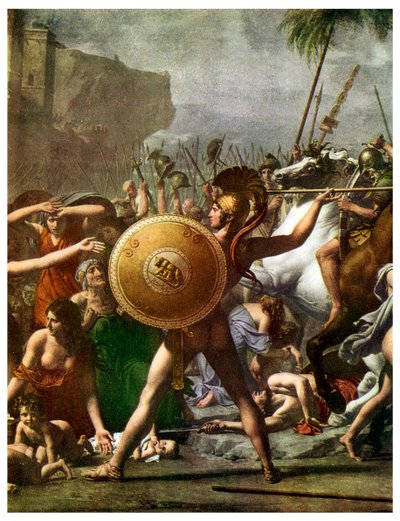 Hjältedyrkan: detalj från The Intervention of the Sabine Women, 1799 1956 av Unbekannt