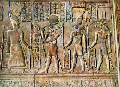 Hieroglyfisk relief, Temple of Kom Ombo, Egypten, 1900-talet av Unbekannt