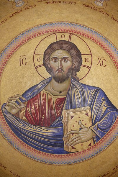 Heliga gravens kyrka, katolikons tak, Kristus Pantocrator-mosaik, Jerusalem, Israel av Unbekannt