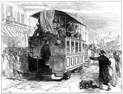 Hästdragen spårvagn, Konstantinopel, 1877 av Unbekannt