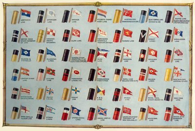 House Flags and Funnels of Passenger Steamship Lines, c1930. av Unbekannt