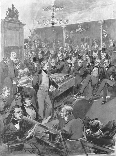 Underhuset, 1846: Robert Peel tillkännager sin omvandling till frihandelsprinciper..., 1901. av Unbekannt