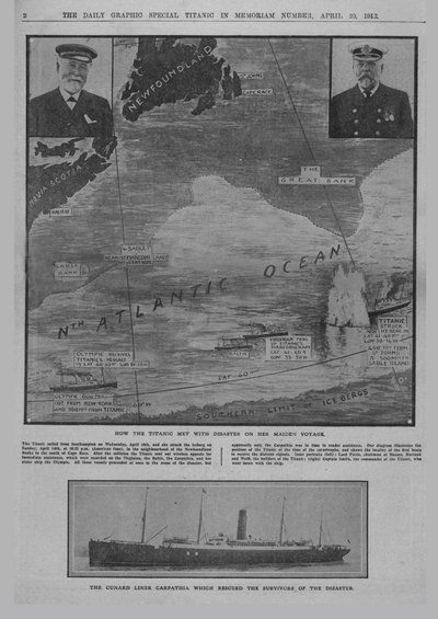 Hur Titanic mötte katastrof... och The Cunard liner Carpathia..., 20 april 1912. av Unbekannt