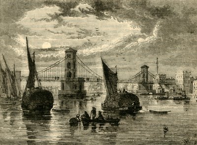 Hungerford Suspension Bridge, 1850, 1881. av Unbekannt